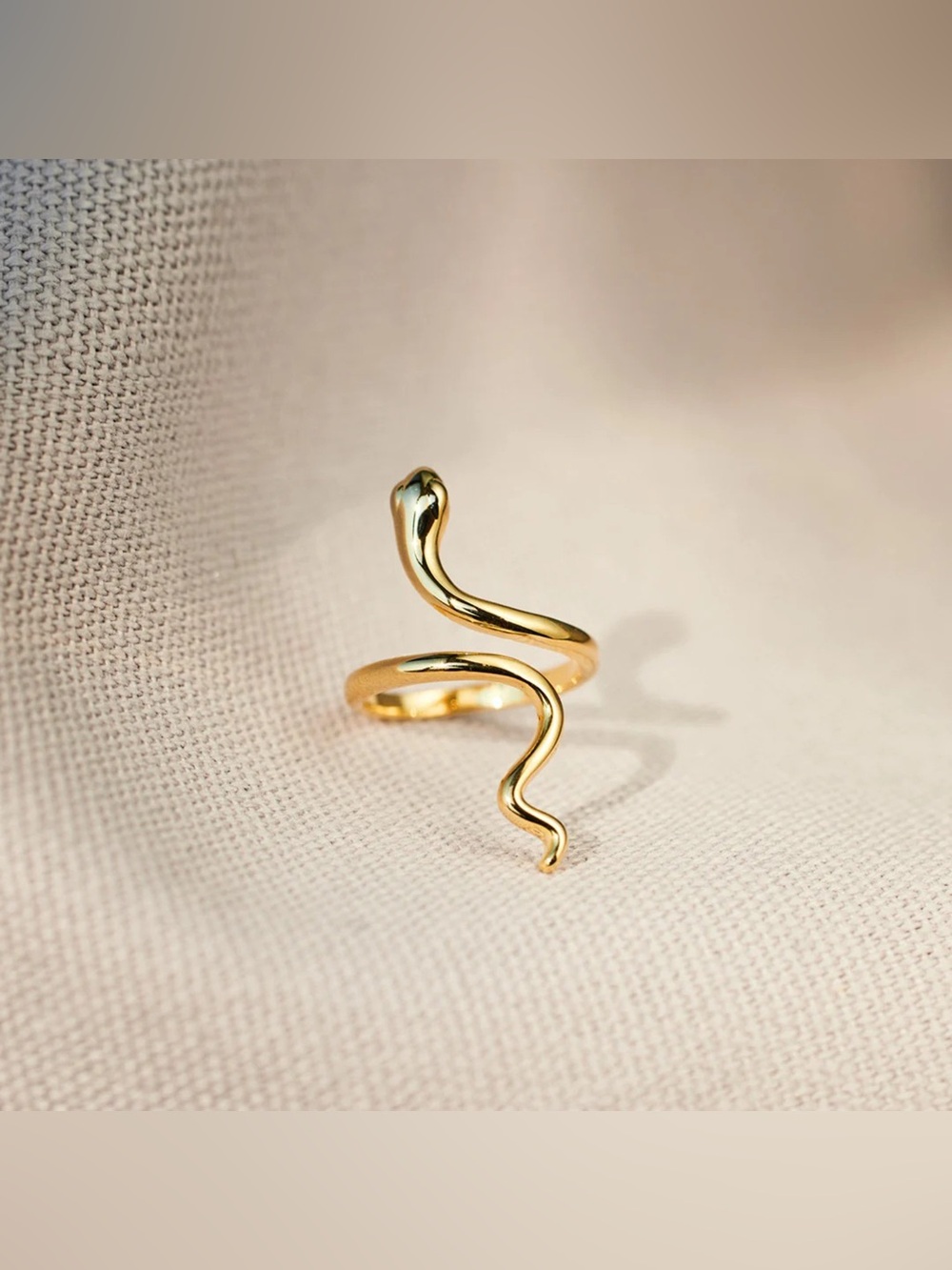 Snake Shape 18K Gold-Plated Bypass Ring